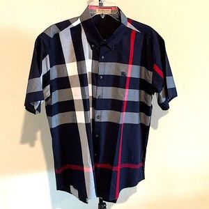 Burberry Short-sleeve Check Stretch Cotton Poplin Shirt